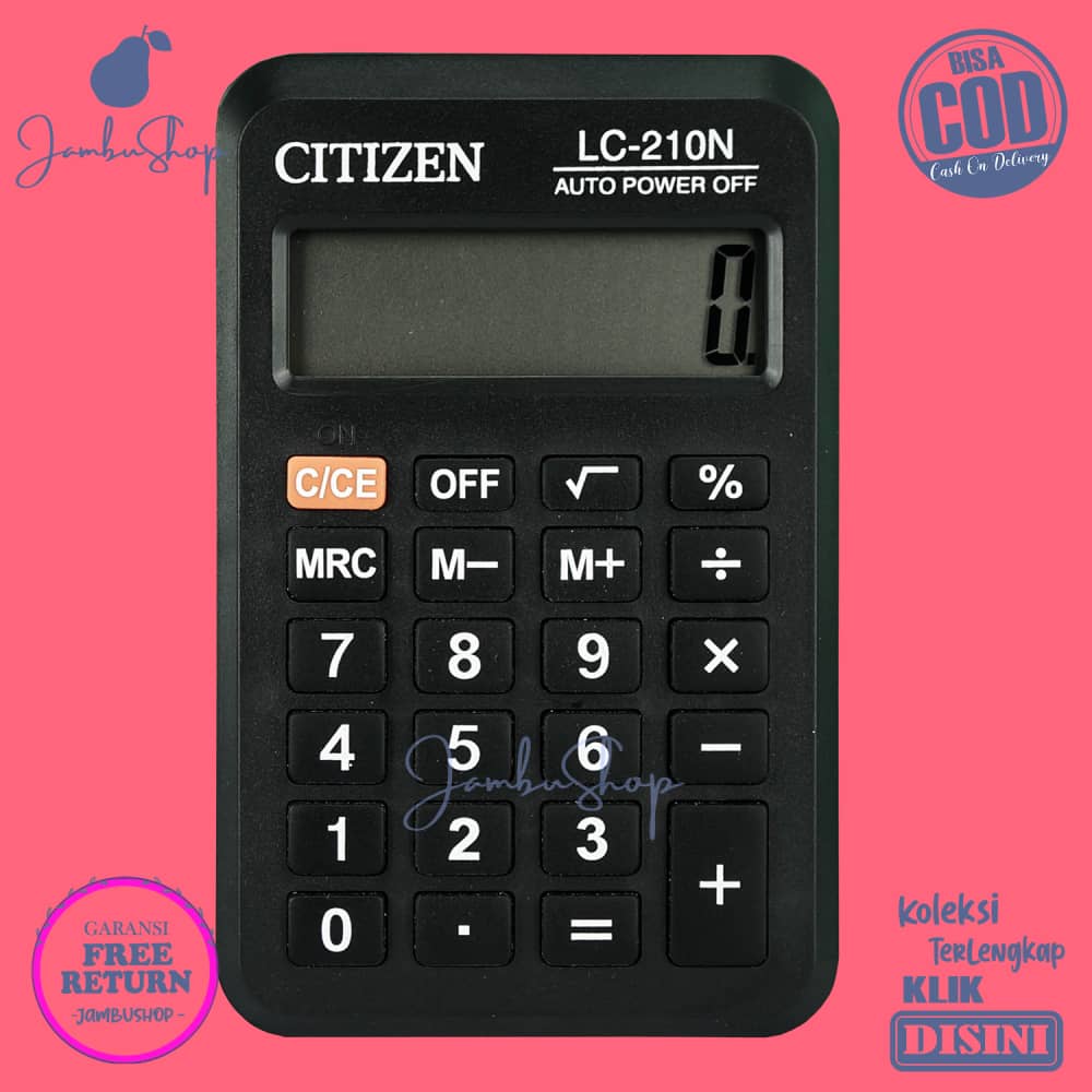 

Kalkulator Basic Function Peralatan Kantor Modern Awet Hitam Citizen LC-210N Praktis