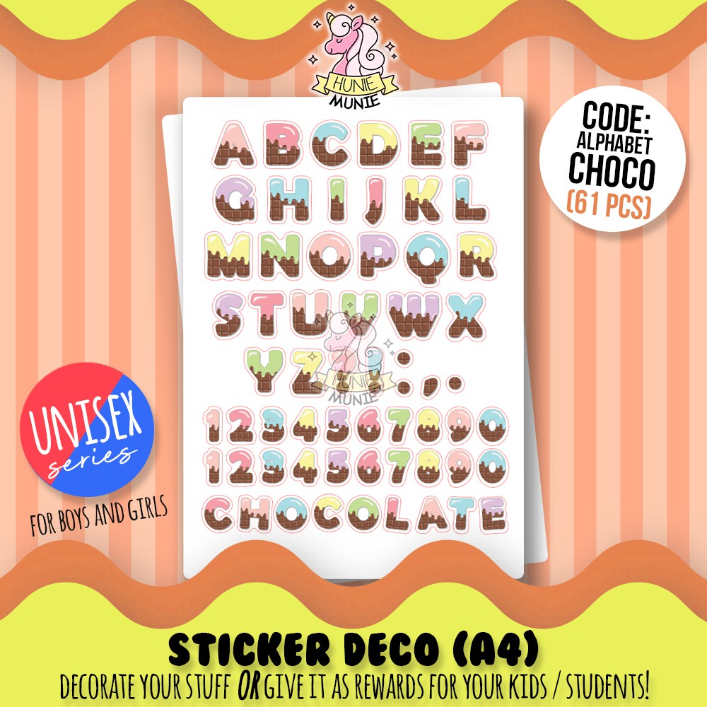 

Sticker Deco - Alphabet Abjad Chocolate Stiker Unisex - Hunie Munie