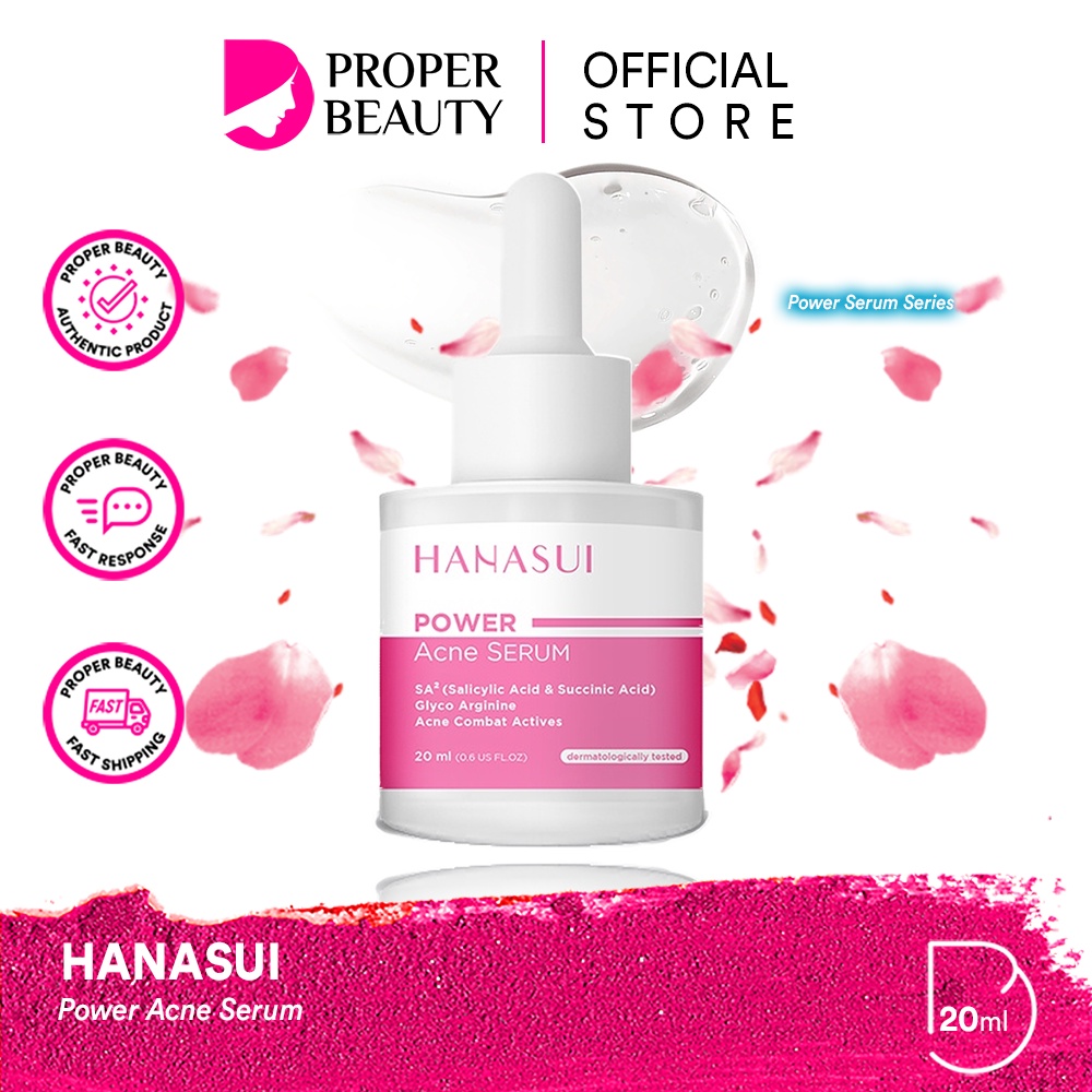 HANASUI Power Acne Serum Indonesia / Serum Wajah / SA Salicylic Acid &amp; Succinic Acid Glyco Arginine Acne Combat Actives 20ml / Bakteri Jerawat Collagen Sel Kulit Mati Berminyak Berjerawat / Super Powerful Series / Skincare Face Care / Intense Treatment