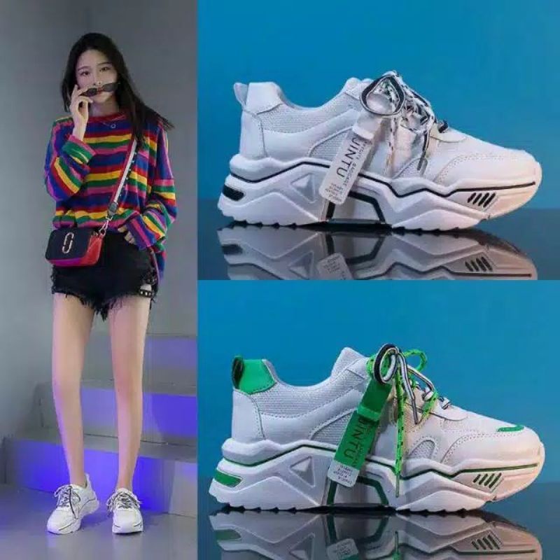 Sepatu wanita fashion korea gts 219,Sepatu cewek JINTU Korea styl fashio,sepatu sneakers cewek putih-6