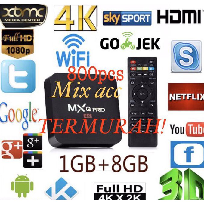 Ready&Siapkirim Tv Box Android Smart Mxq 4K Rk3229 1G/8G H.264/H.265