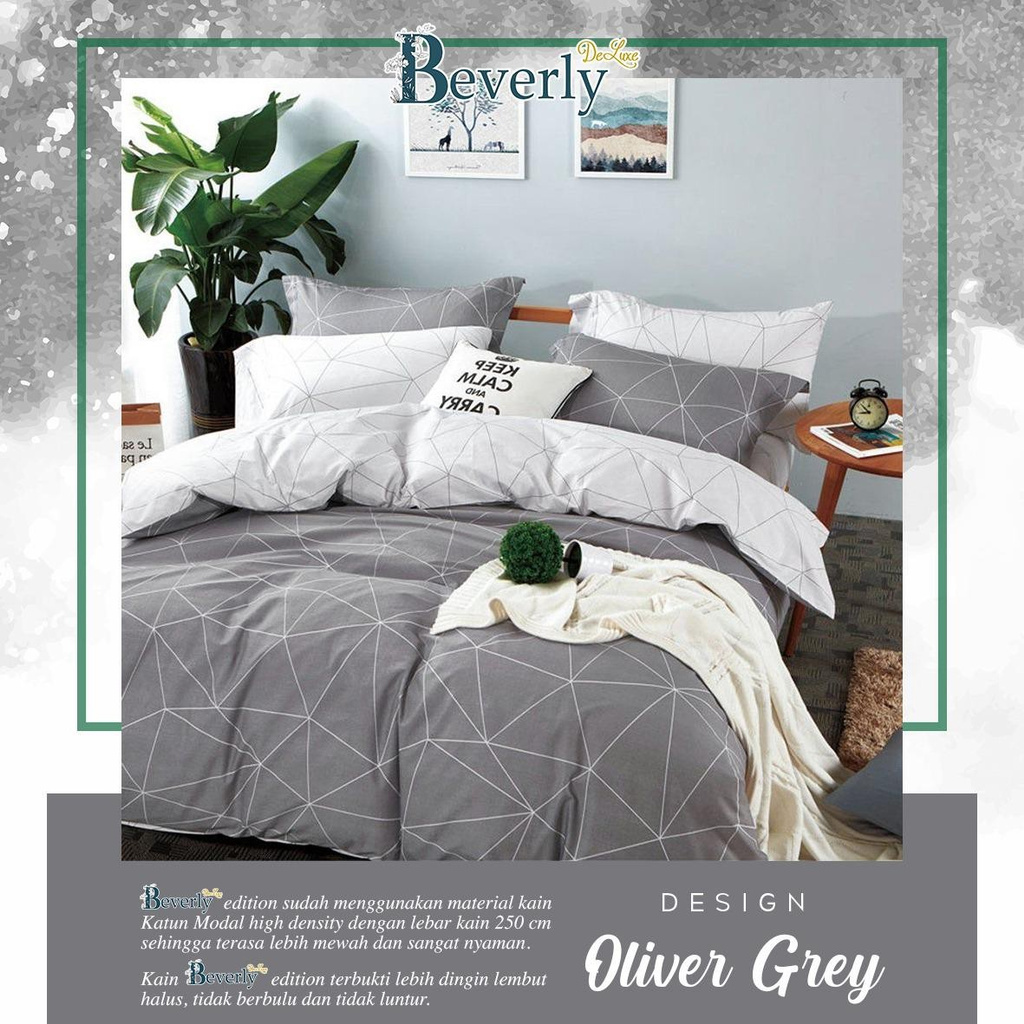 Sprei Katun Motif Oliver Grey