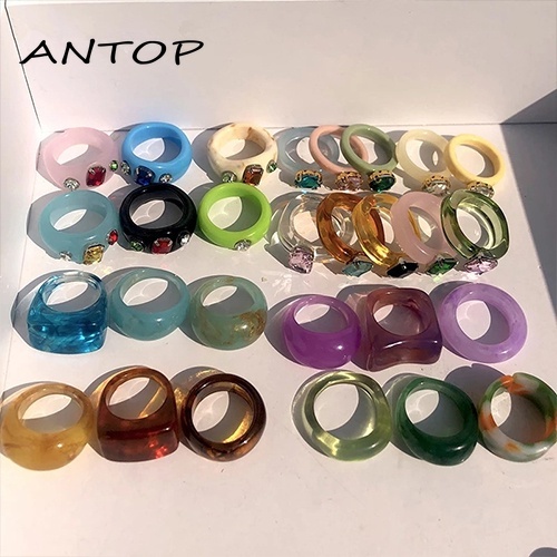 Set Cincin Berlian Akrilik Bentuk Buah Warna-Warni Gaya Korea Untuk Wanita ANTOP
