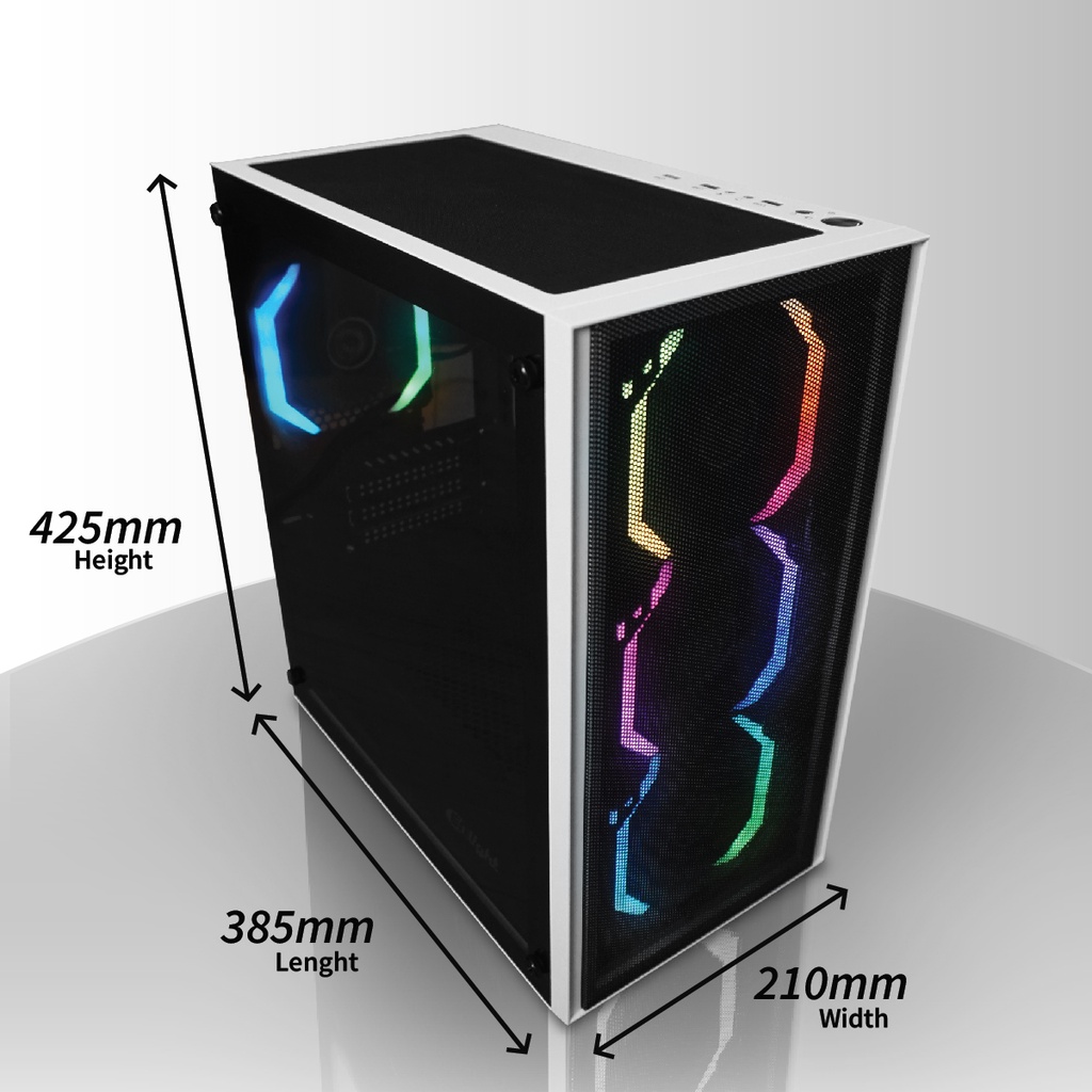 GAMING CASE ENLIGHT WHITE MASTER mATX MESH TEMPER 3 FAN RGB Twilight