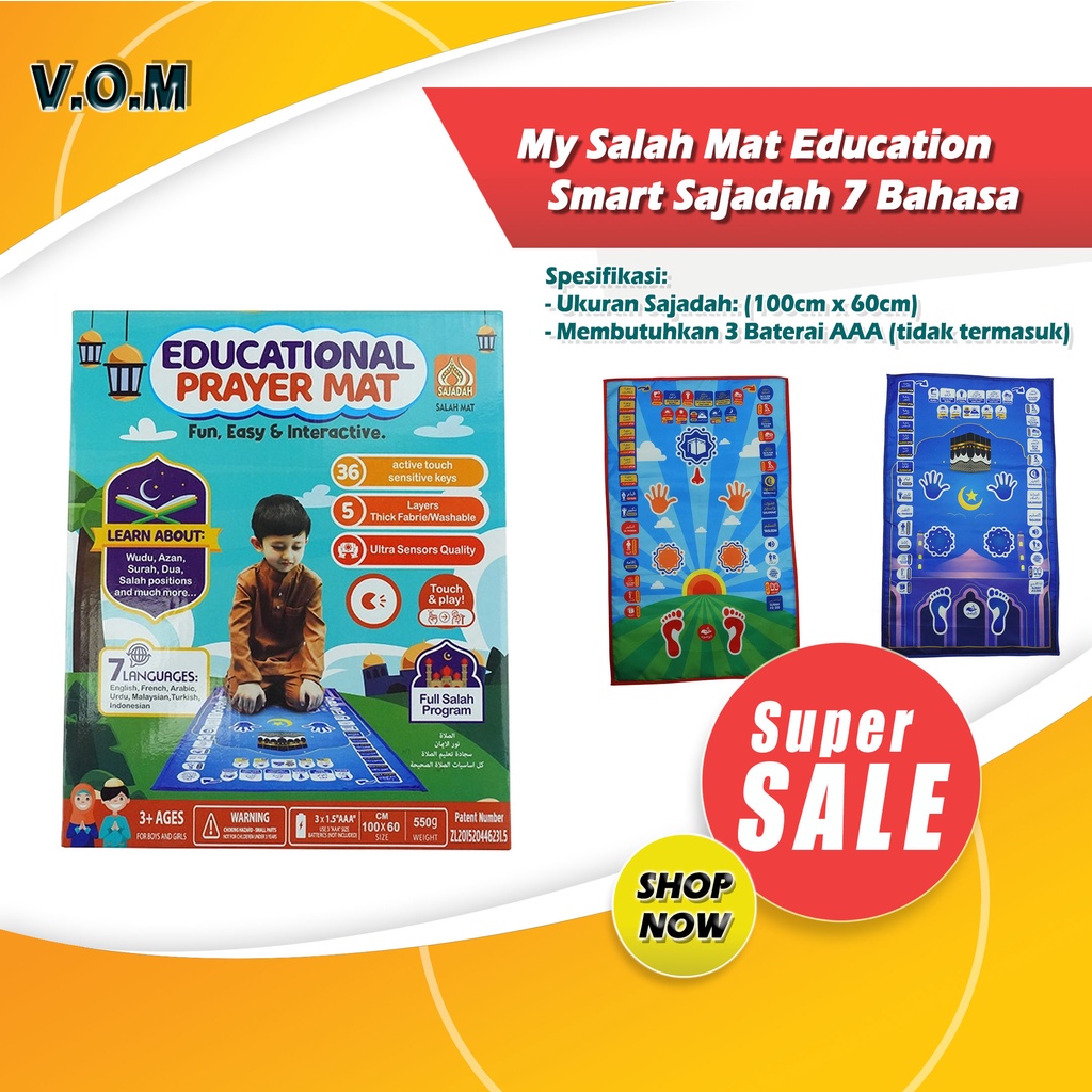 Smart Sajadah 7 Bahasa My Salah Mat Educational Prayer Mat Edukasi 0785