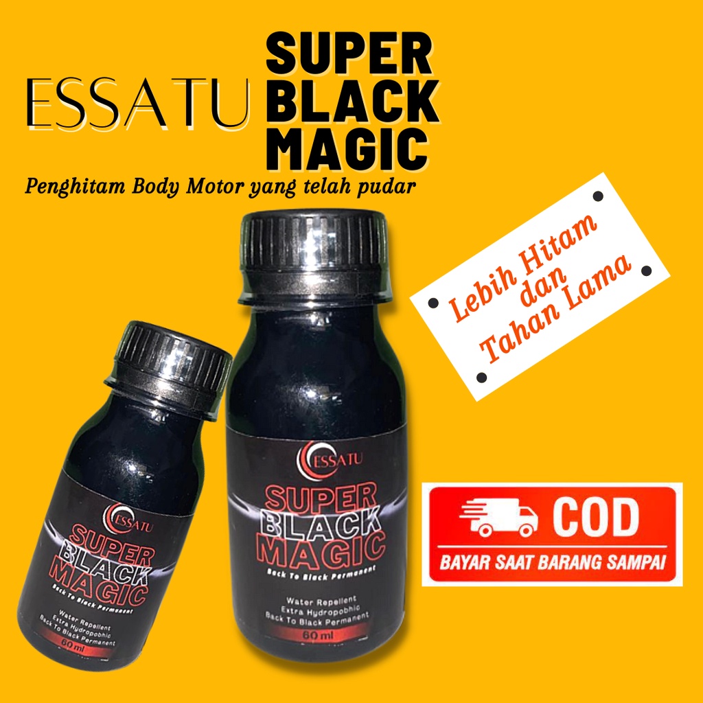 Essatu Super Black Magic Premium - Penghitam Plastik Body Motor, Trim Restorer &amp; Dasboard Mobil 60 ML