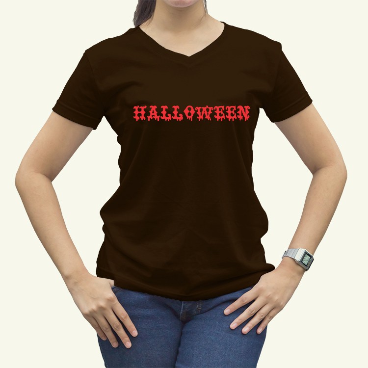 kaos wanita HALLOWEEN vneck