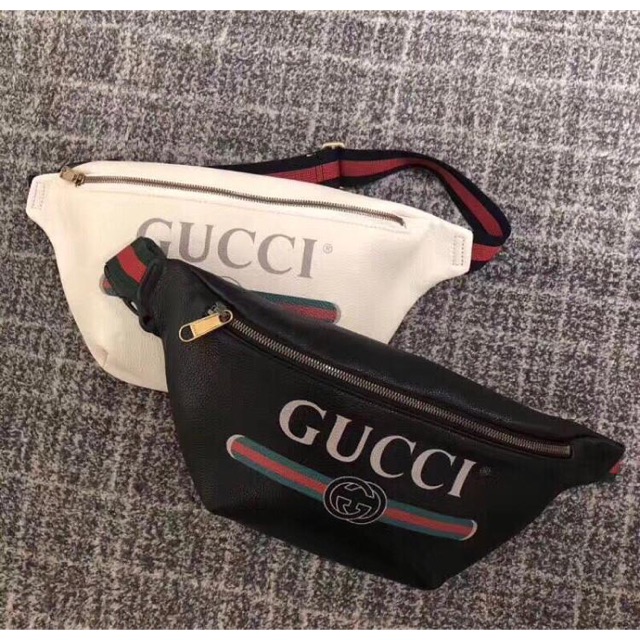 Tas gucci belt bag waist bag hitam dan putih