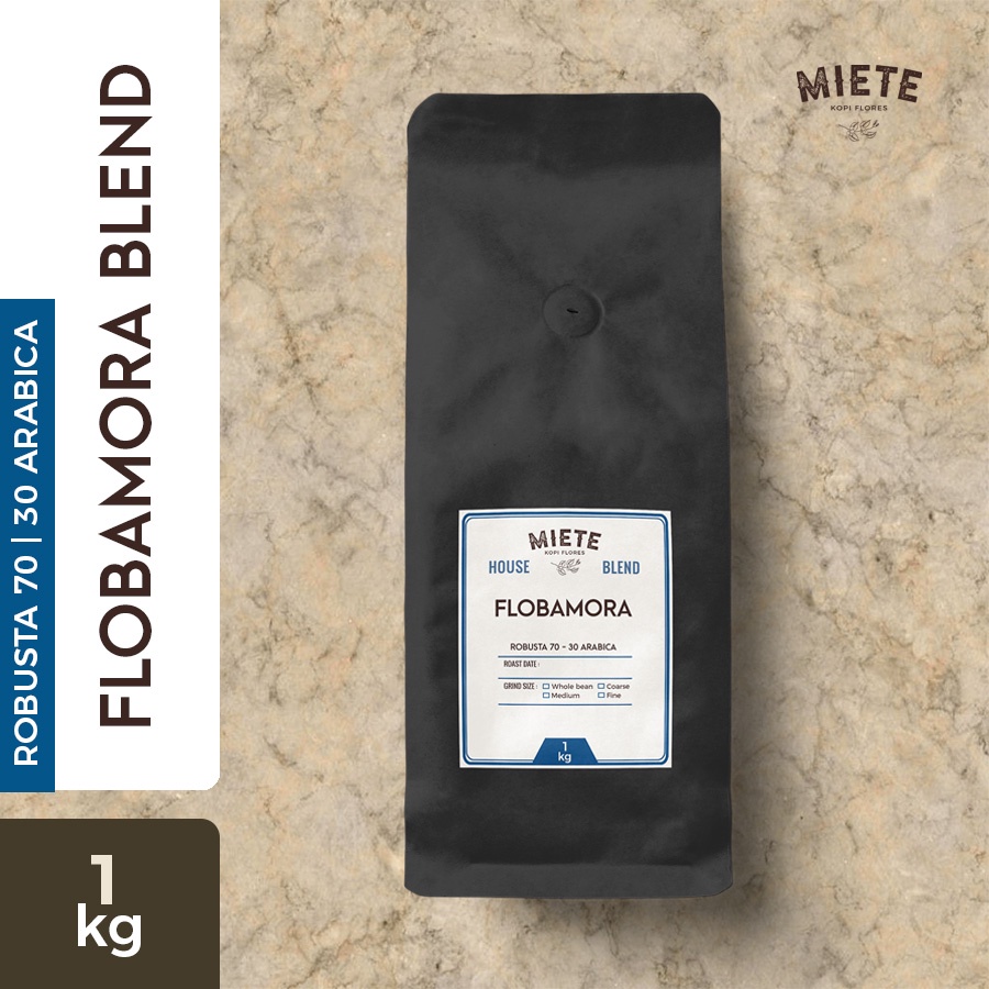 

BIJI KOPI/ROASTED BEAN FLOBAMORA BLEND – ESPRESSO KOPI SUSU, ROBUSTA 75/25 ARABICA, 1 kg