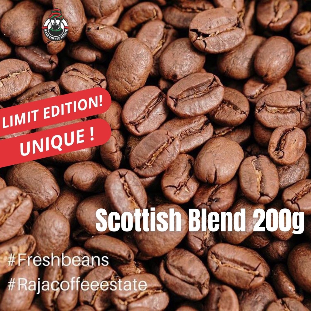 

RAJA COFFEE ESTATE SCOTTISH BLEND 200G KOPI BIJI BUBUK ARABIKA ACEH GAYO JAMIN FRESH ROAST