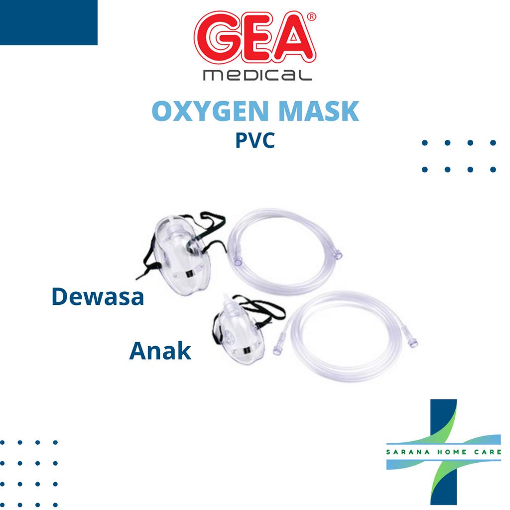 GEA Oxygen Mask PVC with tube/ masker oksigen dengan selang/alat bantu pernafasan