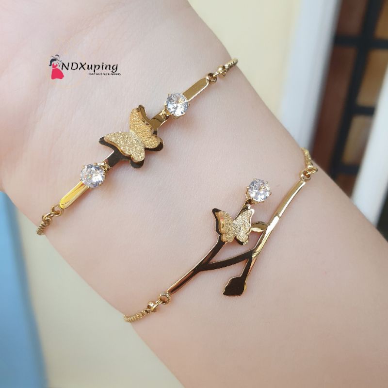 Gelang Serut Titanium Kupu Kupu Dewasa Gold N02072202