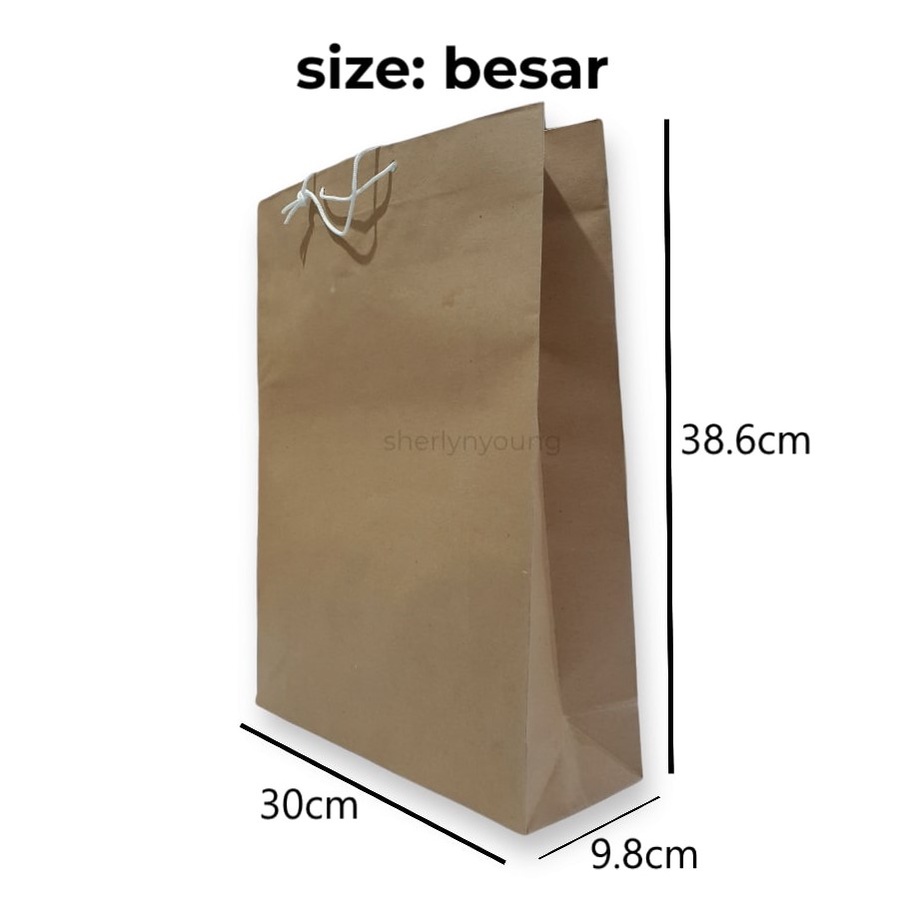 

[ISI 12] Paper Bag Kraft Besar (30x9.8x38.6cm) Kantong Kertas Coklat goodie bag suvenir hadiah