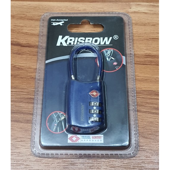 Gembok Koper Krisbow Padlock 3 dial Biru