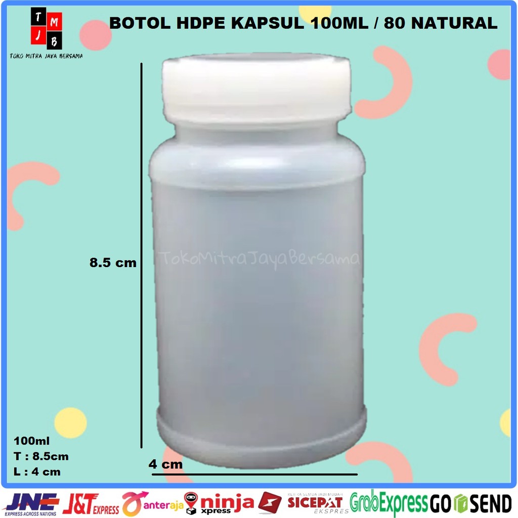 BOTOL HDPE KAPSUL NATURAL 80 100ML BOTOL OBAT PLASTIK NATURAL 100 ML