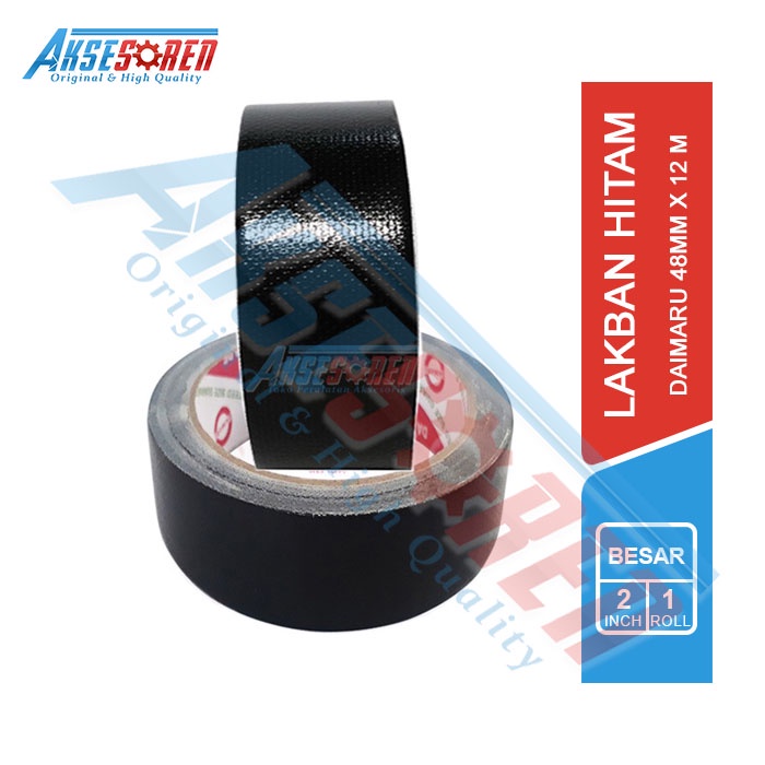 

Lakban Hitam Daimaru [48 mm x 12 m/ 1 Roll] / Tape Cloth Isolasi Selotip Besar