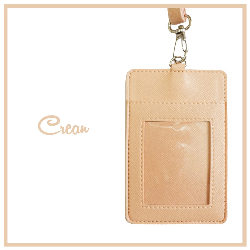 

SOUVENIR WEDDING CUSTOM PRINT ID CARD / NAME TAG HOLDER KULIT WARNA CREAM