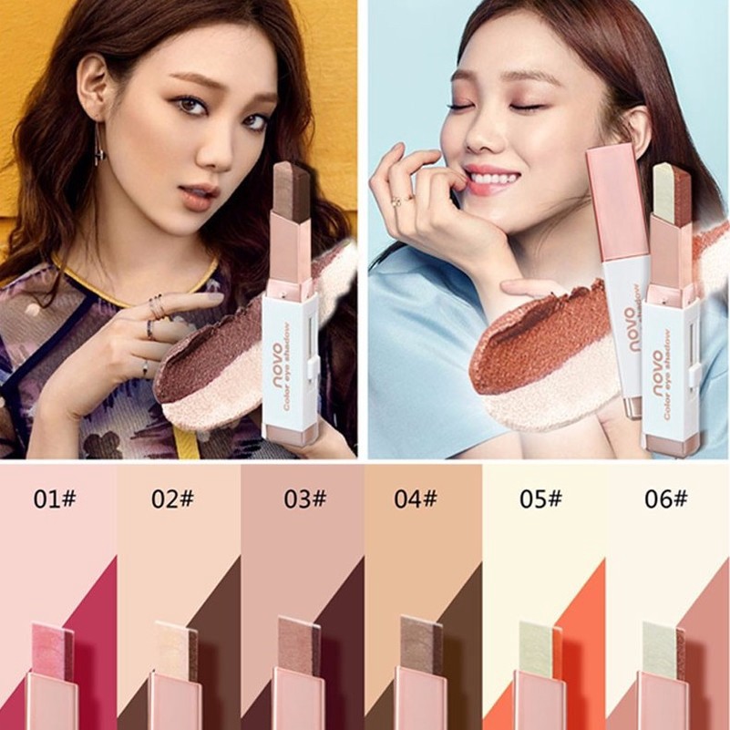 Gratis Ongkir  Original NOVO Double Color Gradient Velvet Smooth Eyeshadow Pencil Stick Terlaris