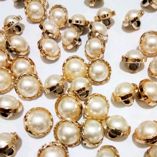 COD 50/100 pcs Diameter 13 mm - Kancing Baju Jamur Motif Mutiara - Kancing Emas mutiara IMPORT