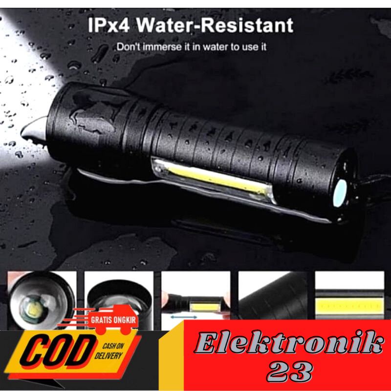 Senter Swat Mini Zoom Senter Police LED COB Original