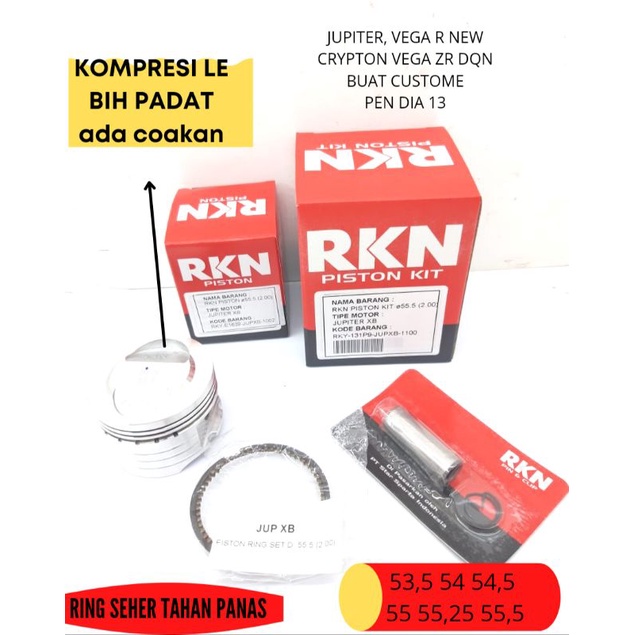 Seher Piston kit RKN JAPAN Bore Up 130cc Jupiter Z - Vega R XB Pin 13 53.5 54 55 55.25 55,5 56 mm Pen 13-3
