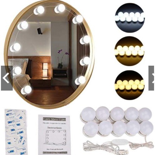 Grab Medan 3 WARNA Lampu Hias Make up Lampu Cermin Vanity Light LED Kaca Rias Wanita Impor