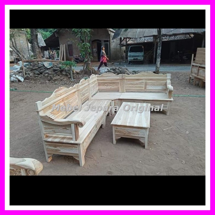 Kursi Ruang Tamu Pojok Kayu Jati Mebel Jepara Mentah