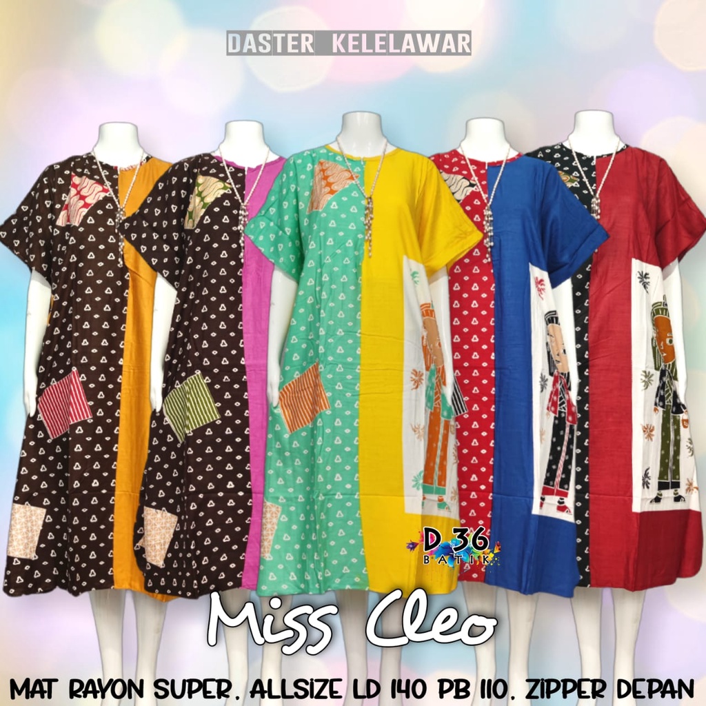 Daster Miss Cleo Kelelawar Semerbak Batik Pastel Baju Tidur Kartun Jumbo Santai Casual Home