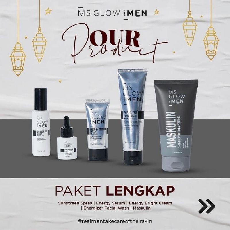 Ms Glow For men, paket men Ms Glow, cream ms glow for men, sabun muka, maskulin, serum ms glow for m