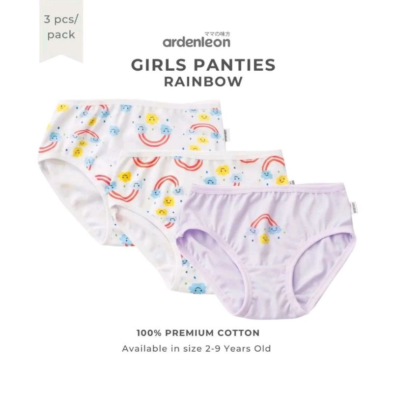 Ardenleon Girls Panties / Celana Dalam Anak Perempuan 3pcs Rainbow