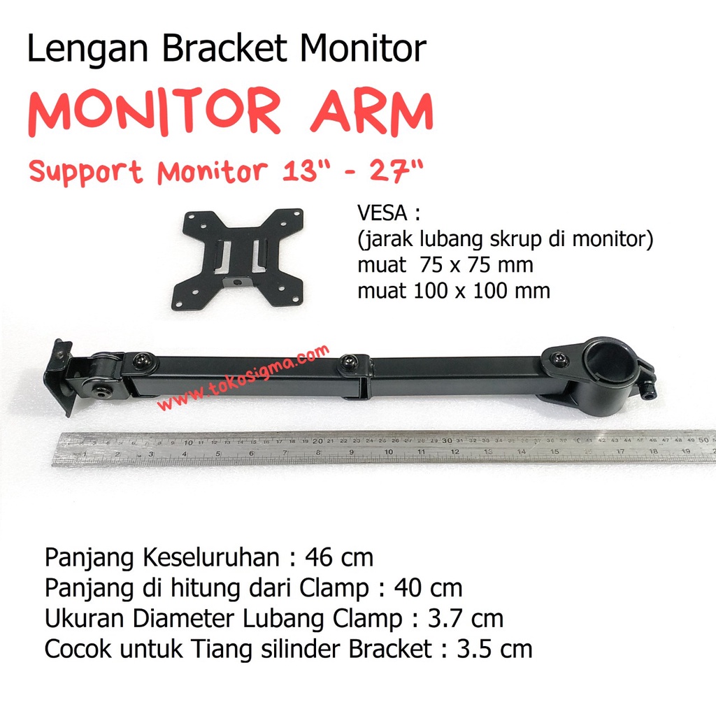 PART BRACKET ZD ZL : Lengan Monitor Arm Plat VESA Standing Meja Desk