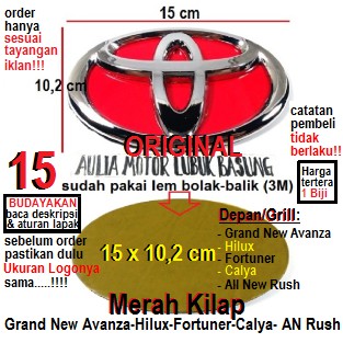 emblem logo grill griil depan toyota 15 grand new avanza 2015 sampai 2018 hilux fortuner calya merah