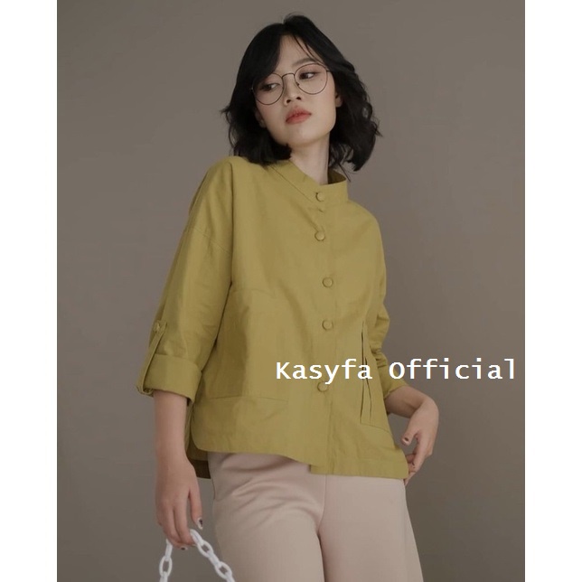 ELLO KEMEJA LINEN WANITA DOUBLE POCKET