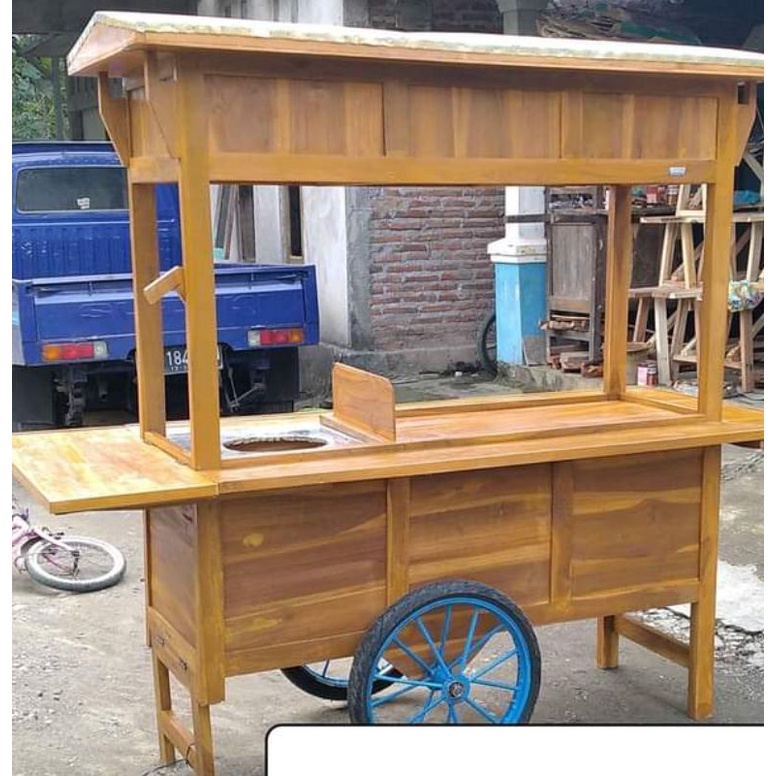 gerobak angkringan kayu jati free ongkos kirim