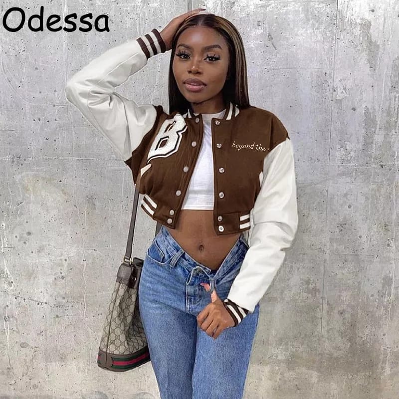 Jaket Wanita Baseball BEYOUND Crop | Jacket Varsity Croope