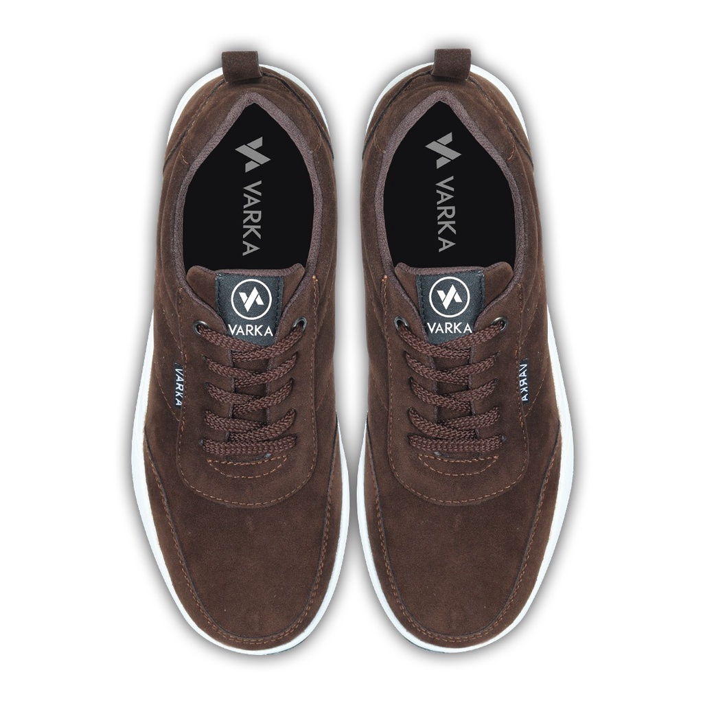 Sepatu Sneakers Pria V 4033 Model Terbaru Brand Varka Sepatu Kets Casual Kuliah Sekolah Kerja Murah Berkualitas Warna Coklat