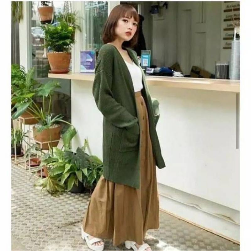 LONG BELLE CARDY RAJUT / OVERSIZED CARDIGAN RAJUT PREMIUM Pakaian Wanita Atasan Wanita Fashion Wanita-4