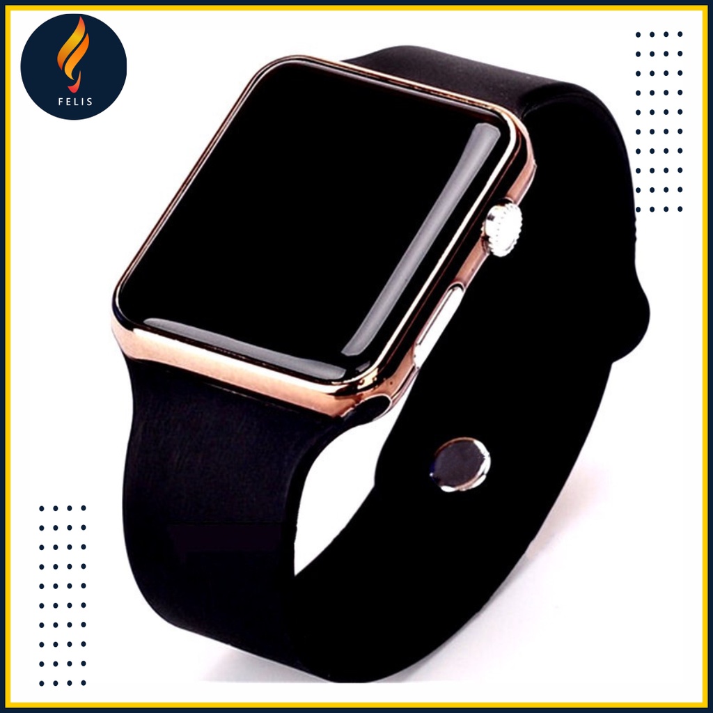 JAM Tangan Pria Wanita Digital Anti Air Trend Terbaru 2021 Jam Tangan Cewek Casual Main Kecil Elegan Murah F020-Hitam Body Rosegold