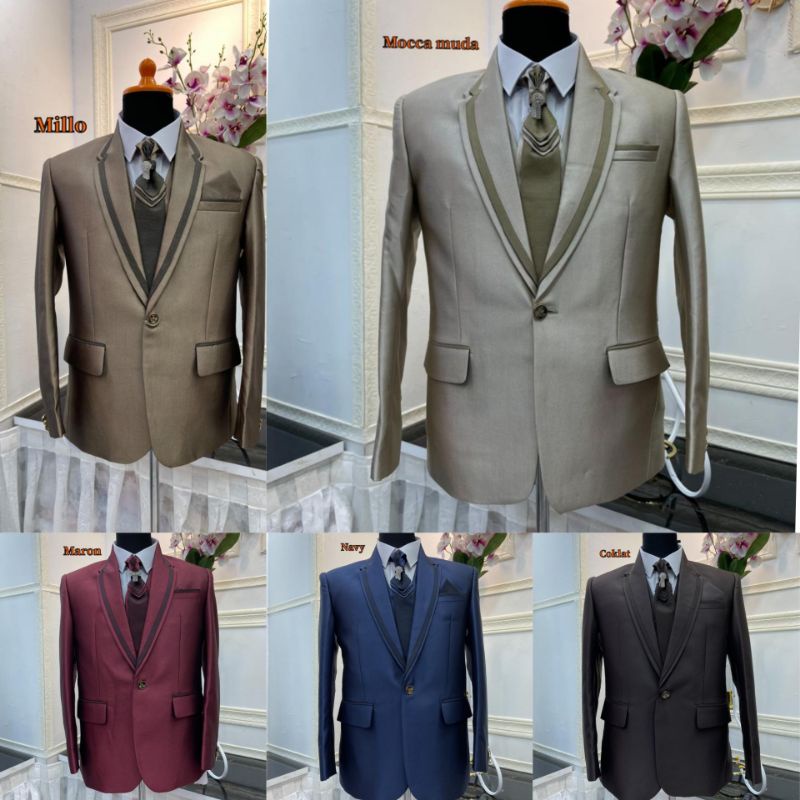 JAS PENGANTIN  ARTIS PRIA MEWAH//JAS PERNIKAHAN SEMI WOLL PREMIUM BAHAN SEMI WOLL