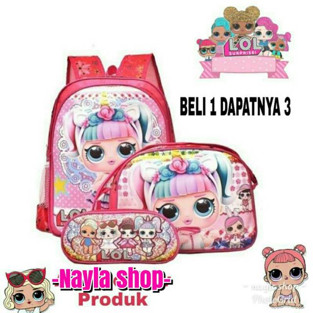 &quot;aurabagss&quot; - Tas Anak Ransel Sekolah Anak Perempuan PAUD TK Backpack Anak Perempuan Sekolah Motif LOL Printing Terbaru Cute Imut Keren