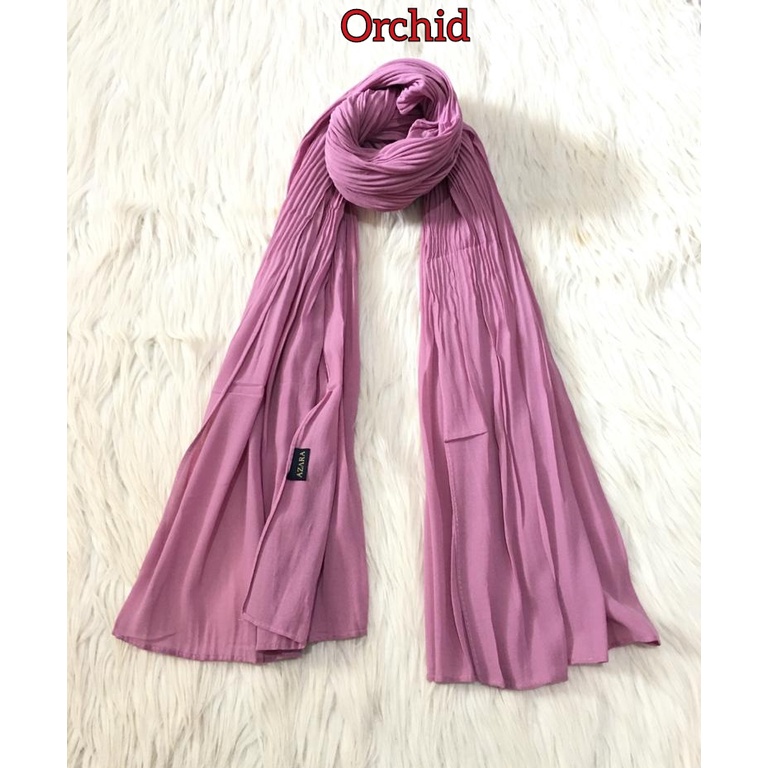 Premium PASHMINA PLISKET DUYUNG CERUTY Uno AZARA Ori Hijab Jilbab Pasmina 180x75cm-ORCHID