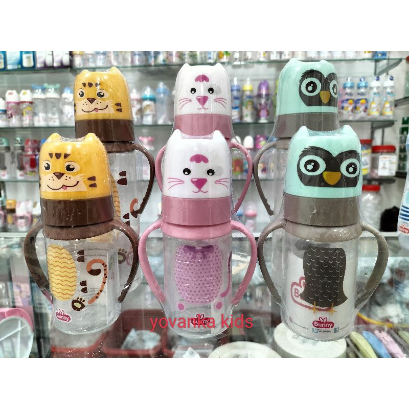 Botol Susu Karakter Lucu Dengan Gagang/Pegangan BPA Free 250 Ml/ 125 Ml Bunny DB 2414/1214