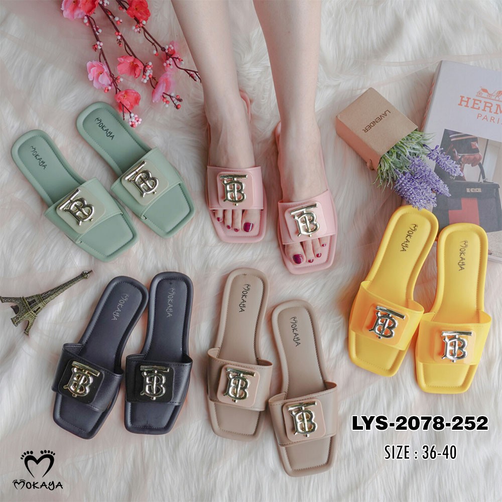 Sandal Slop Wanita Dewasa Gesper BT Cantik Elegant Import Mokaya/Sz 36-40 (LYS-2078-252)