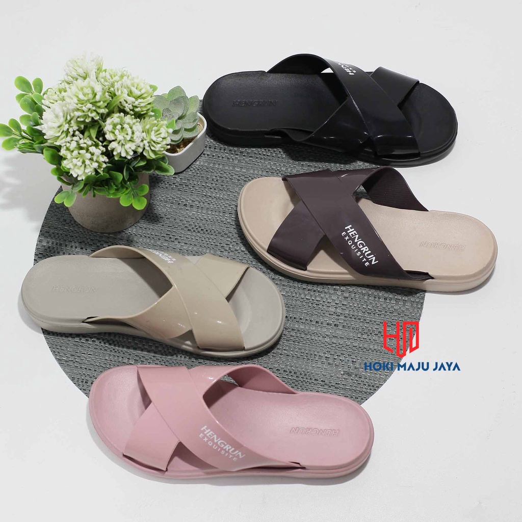 Sandal wanita tali silang minimalis slip on ringan HENGRUN 36 - 40