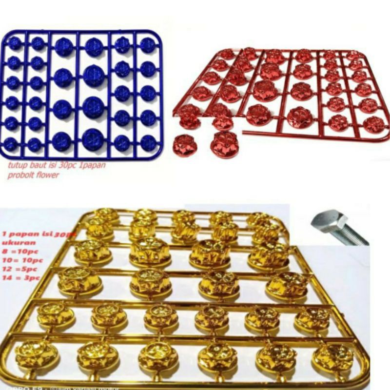 PROMO COD Tutup Baut Probolt Flower Isi 30pcs 1papan, Cover baut model thailand