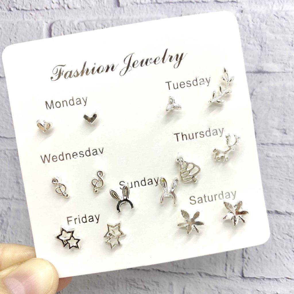 Anting Set 6 Pasang Anting Tusuk 6 in 1 Fashion Ala Korea Aksesoris Murah Dalika-I