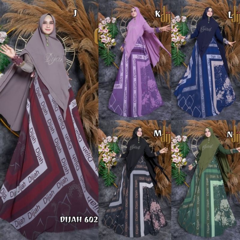 DIJAH 602 by Dijah (Gamis syari printing, Gamis motif, Gamis muslimah, Dress muslimah)