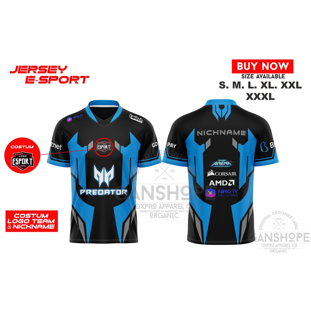 BAJU KAOS JERSEY GAMING CUSTOM SQUAD GAME FREE FIRE PUBG ML AOV GRATIS NICKNAME DAN LOGO
