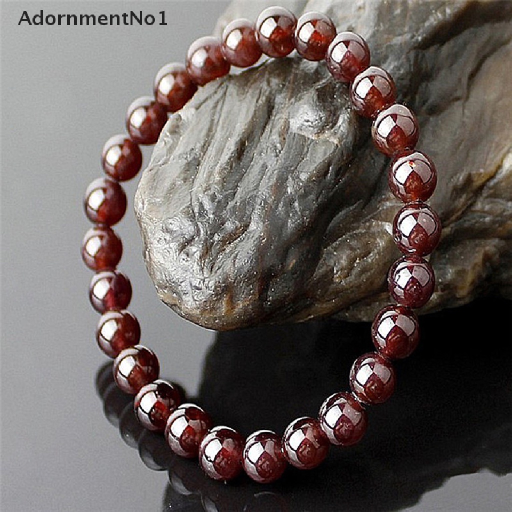 (AdornmentNo1) Gelang Tangan Manik-Manik Batu Garnet Alami Untuk Perhiasan Wanita