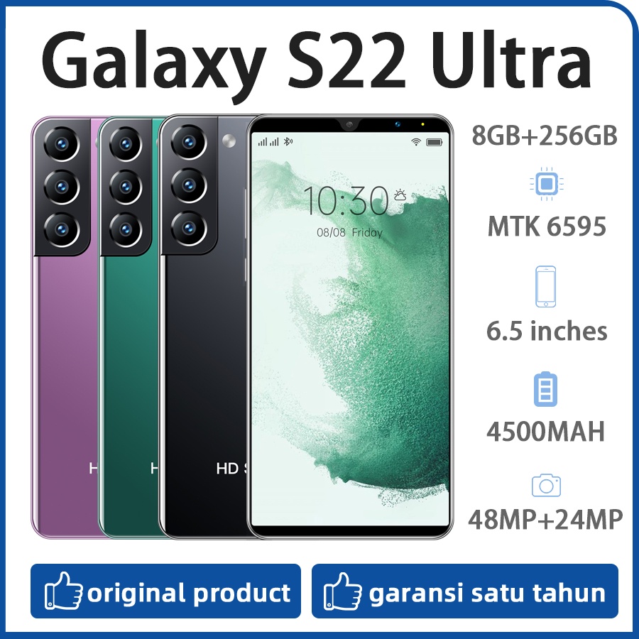 【COD】Galaxy S22 Ultra Hp Smartphone 6.5 Inch RAM 8 GB+256 GB Handphone Murah Promo Cuci Gudang Android Ponsel Pengiriman Lokal